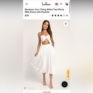Lulu’s size Medium Bandeau Your Thing White Two-Piece Midi Dress with Pockets